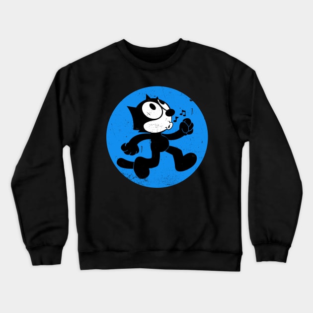 Felix The Cat Walking Whistle Crewneck Sweatshirt by technofaze